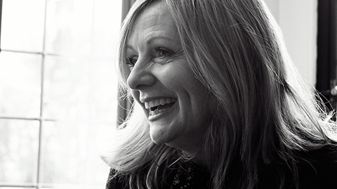 A black and white photo of Tracy Brabin